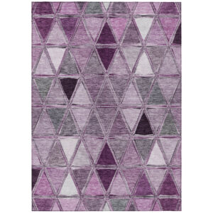 5' X 8' Merlot Purple And Lavender Geometric Washable Indoor Outdoor Area Rug