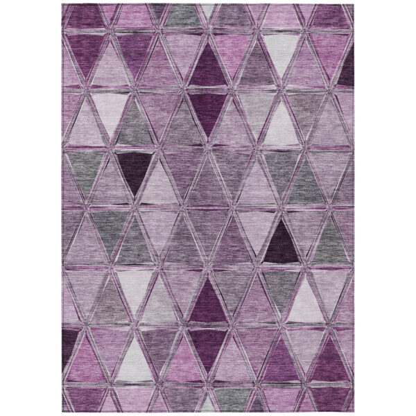 5' X 8' Merlot Purple And Lavender Geometric Washable Indoor Outdoor Area Rug