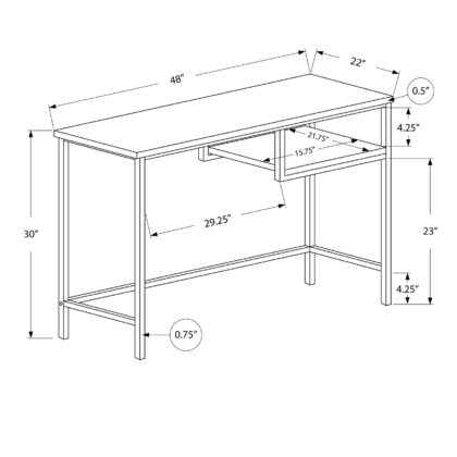 22" White and Silver Computer Desk