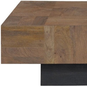 59" Dark Brown And Black Solid Wood Coffee Table