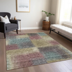10' X 14' Beige Mauve And Brown Abstract Washable Indoor Outdoor Area Rug