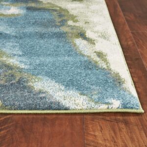 3' X 5' Teal Abstract Splashes Area Rug