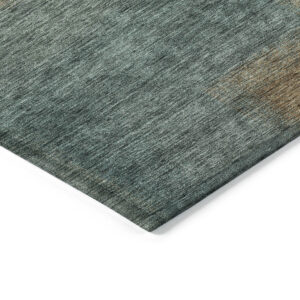 8' Teal Blue Brown And Taupe Round Abstract Washable Indoor Outdoor Area Rug