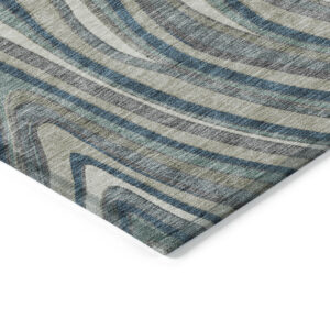 3' X 5' Teal Blue Gray And Taupe Abstract Washable Indoor Outdoor Area Rug