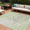 8' X 10' Artichoke Green And Fern Green Abstract Washable Indoor Outdoor Area Rug