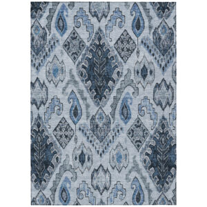 8' X 10' Denim Blue And Sky Blue Moroccan Washable Indoor Outdoor Area Rug