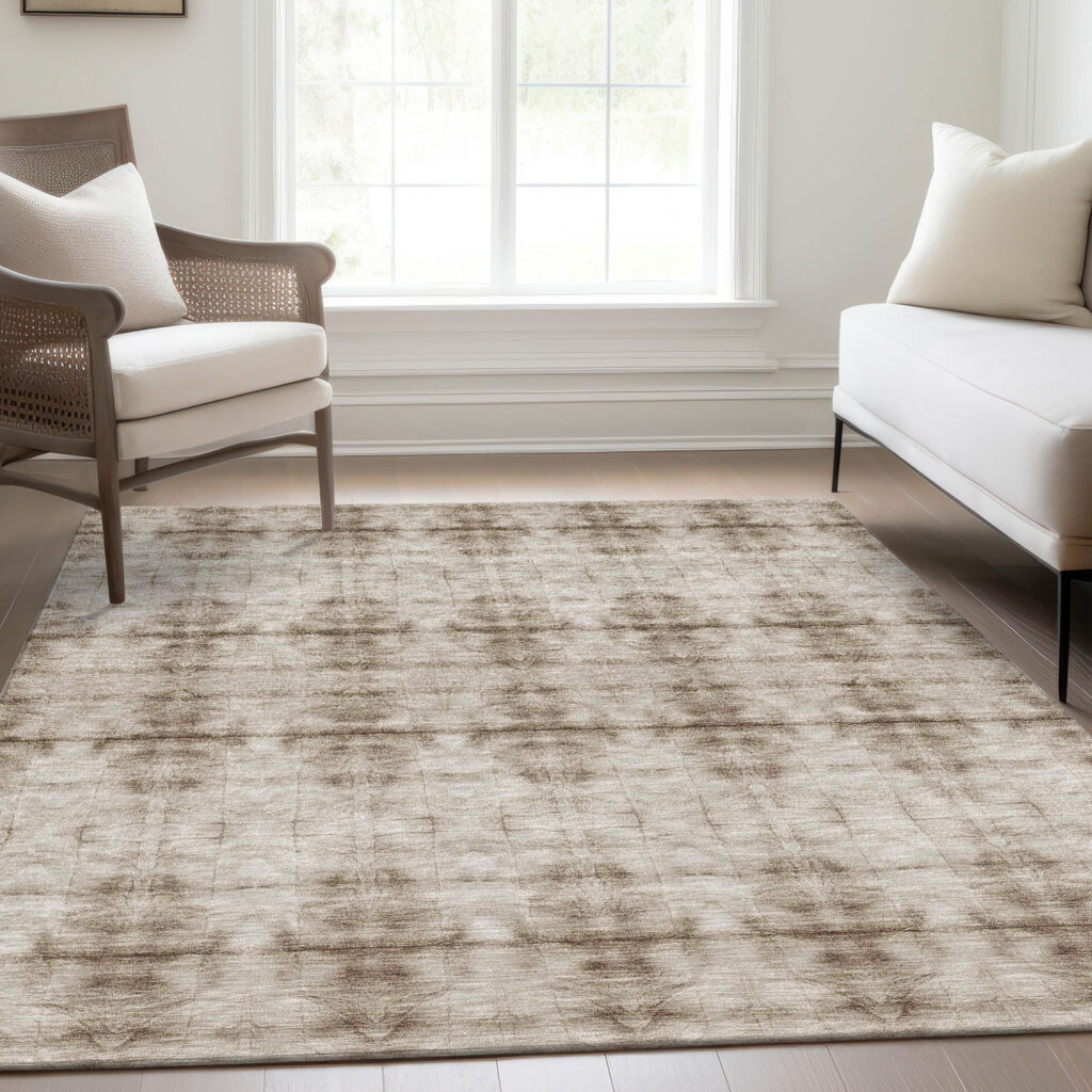 9' X 12' Beige Taupe And Tan Geometric Washable Indoor Outdoor Area Rug