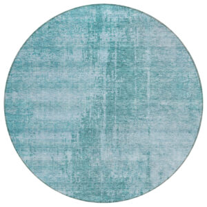 8' Aqua Teal Blue And Gray Round Abstract Washable Indoor Outdoor Area Rug
