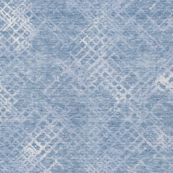 10' X 14' Sky Blue And Denim Blue Geometric Washable Indoor Outdoor Area Rug