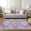 8' X 10' Lavender Plum And Ivory Medallion Washable Indoor Outdoor Area Rug