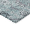 3' X 5' Teal Blue Aqua And Gray Floral Washable Indoor Outdoor Area Rug
