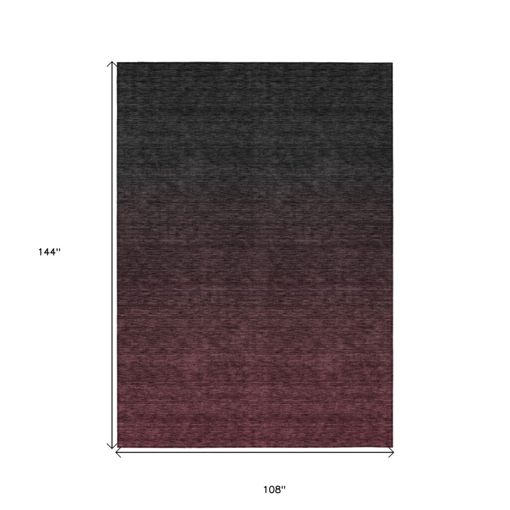 9' X 12' Merlot And Charcoal Abstract Washable Indoor Outdoor Area Rug