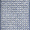 5' x 7' Blue and Off White Geometric Hand Tufted Area Rug