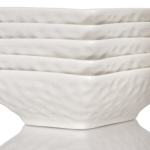 White Six Piece Pebbled Porcelain Service For Six Bowl Set
