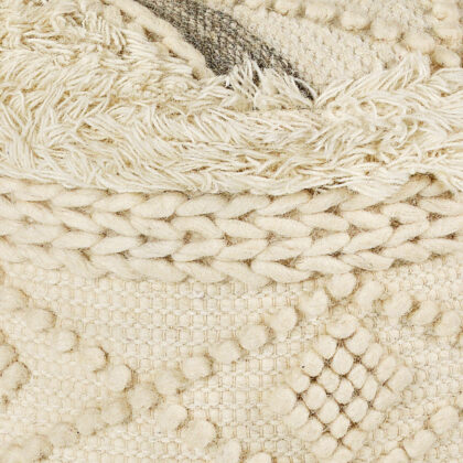 18" Cream Wool Ottoman