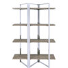 Brown And Silver Metal Four Tier Etagere Bookcase
