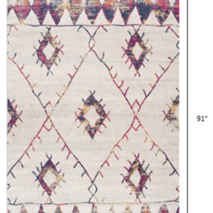 5' X 8' Cream Damask Area Rug