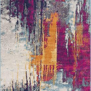 10' Magenta Abstract Dhurrie Runner Rug