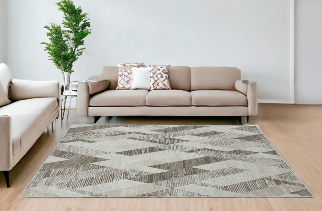 10' x 14' Gray Geometric Area Rug