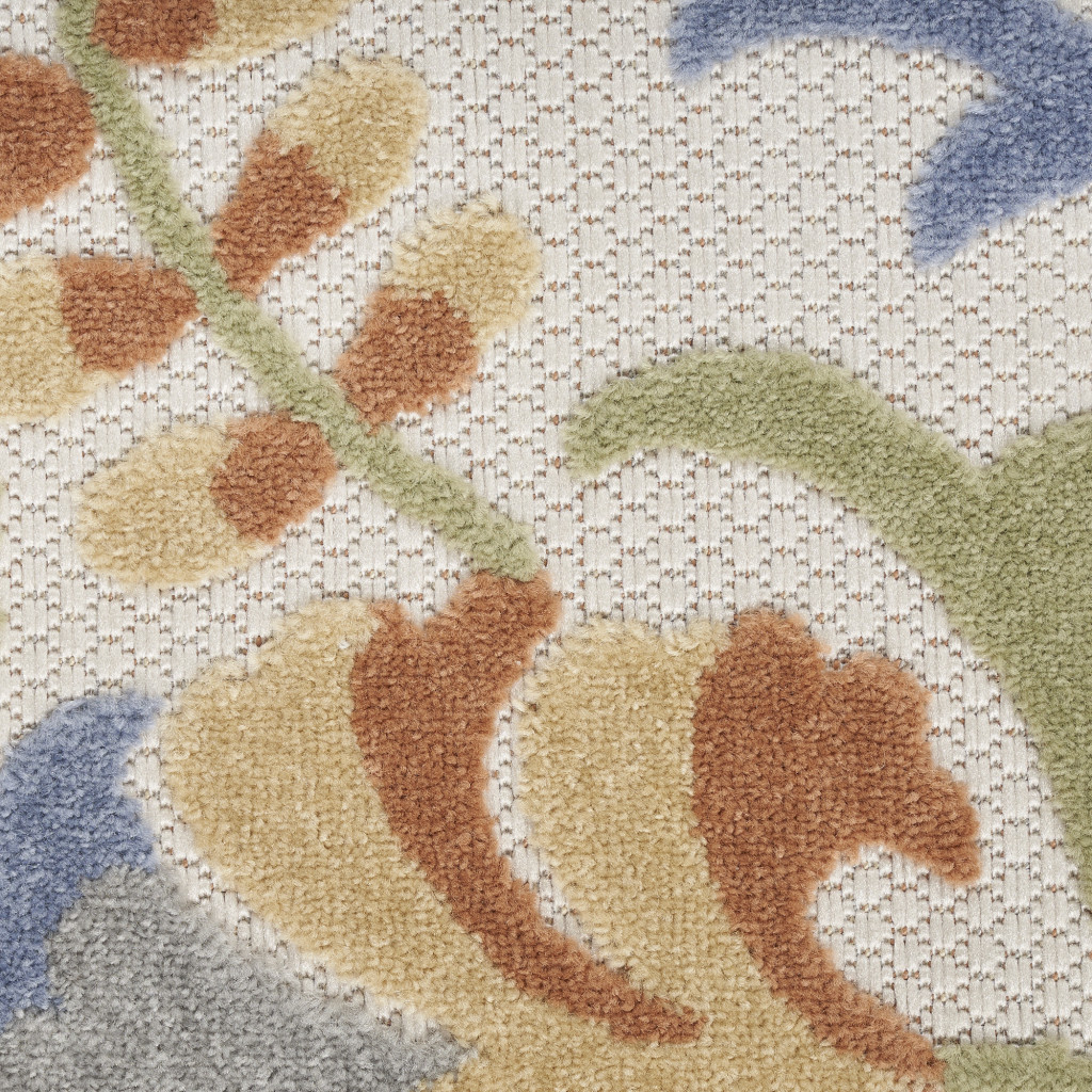 6' X 9' Ivory and Blue Indoor Outdoor Area Rug