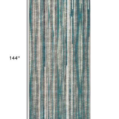 12' Blue and Ivory Ombre Hand Tufted Runner Rug