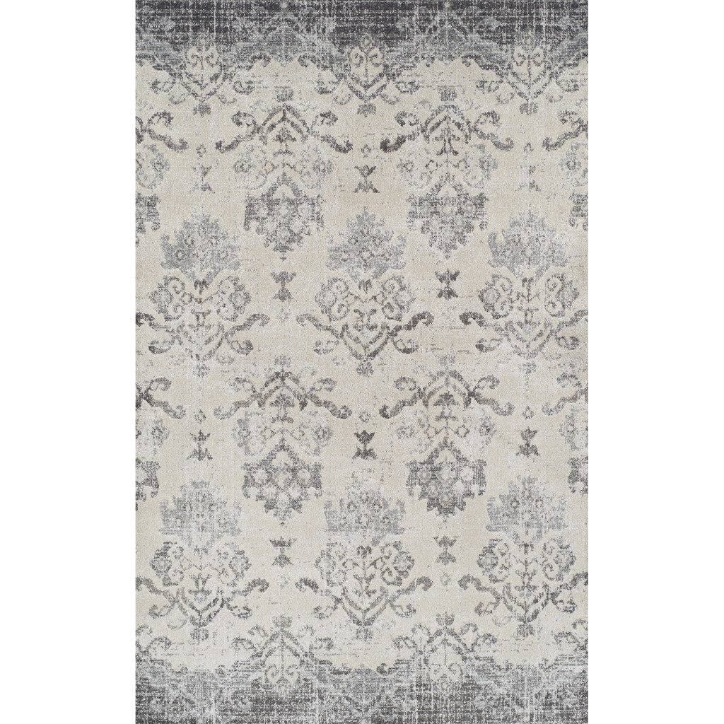 10' x 13' Gray and Ivory Oriental Area Rug
