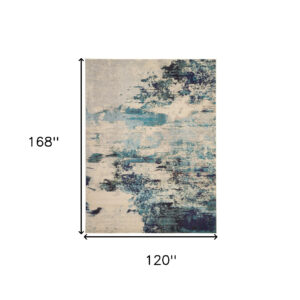 10' x 14' Ivory Abstract Power Loom Area Rug