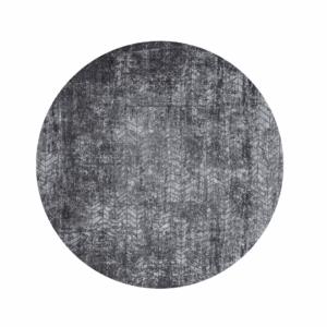 8' Black and Gray Round Chevron Non Skid Area Rug