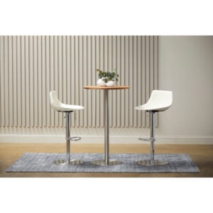 26" Brown and Silver Rounded Steel Bar Table