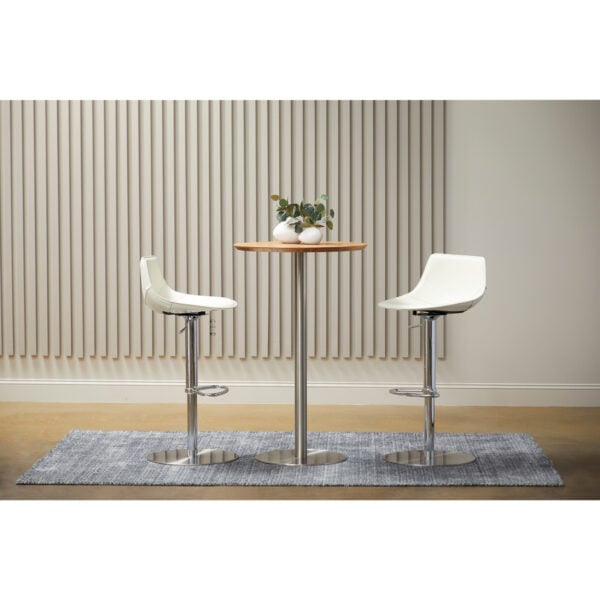 Living Room — 26″ Brown and Silver Rounded Steel Bar Table