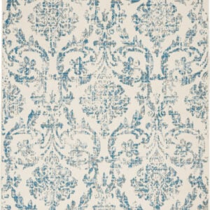 4' X 6' Cream Damask Power Loom Area Rug