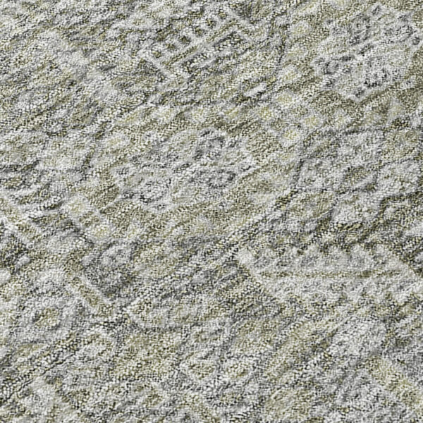 8' Runner Cream and Tan Floral Washable Non Skid Indoor Outdoor Runner Rug