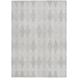 8' X 10' Gray Geometric Washable Non Skid Indoor Outdoor Area Rug