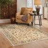 10' X 13' Beige Gold And Teal Oriental Power Loom Stain Resistant Area Rug