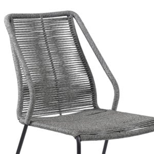 Set of Two 22" Gray Metal Outdoor Dining Chair
