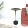 20" Black And Brown Solid Wood And Marble Round End Table