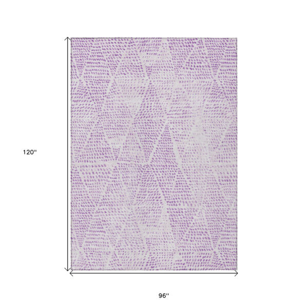 8' X 10' Purple And Ivory Geometric Washable Indoor Outdoor Area Rug