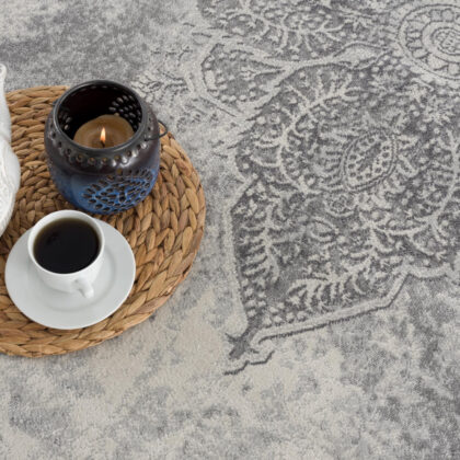 2’ X 13’ Gray Distressed Medallion Runner Rug