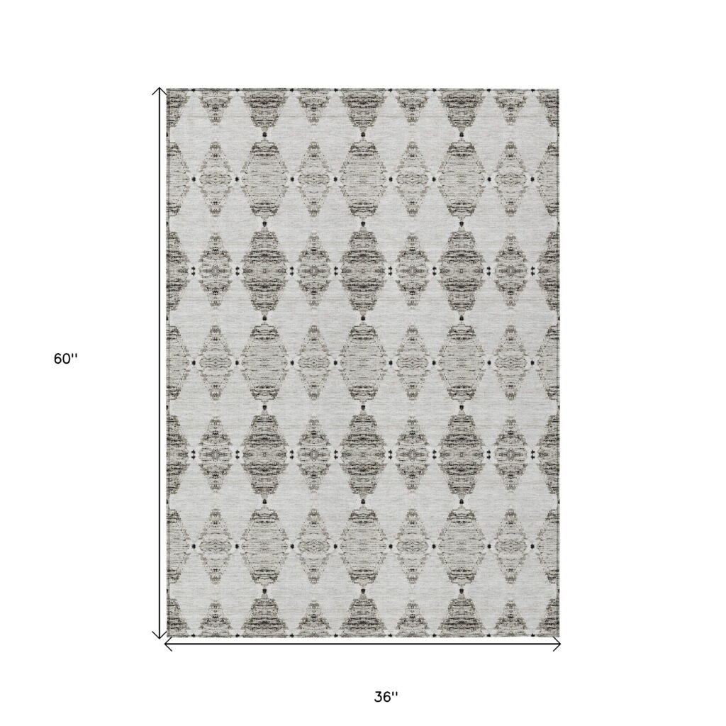 3' X 5' Taupe Beige And Coffee Moroccan Washable Indoor Outdoor Area Rug