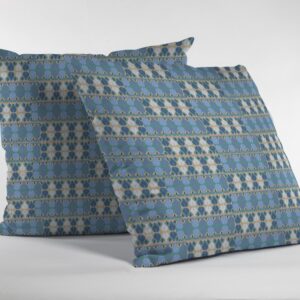 18" Blue Cream Spades Zippered Suede Throw Pillow