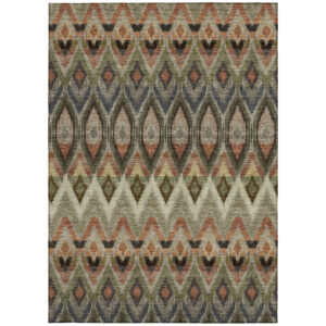 10' X 14' Taupe Olive Green And Beige Southwestern Washable Indoor Outdoor Area Rug