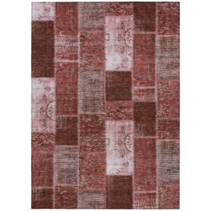 10' X 14' Burgundy Merlot And Blush Patchwork Washable Indoor Outdoor Area Rug