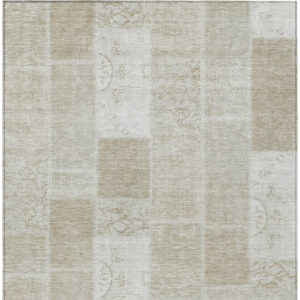 5' X 8' Taupe Beige And Tan Patchwork Washable Indoor Outdoor Area Rug