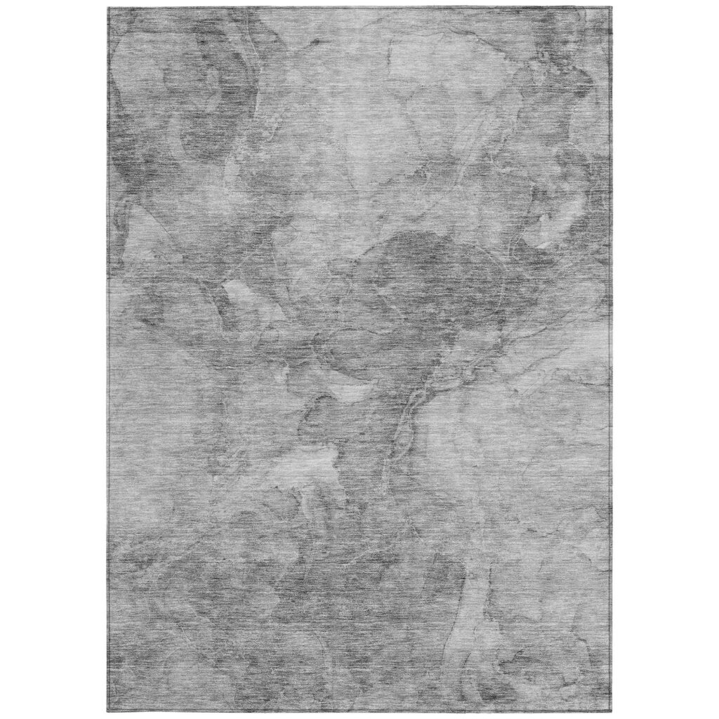10' X 14' Gray Silver And Charcoal Nautical Washable Indoor Outdoor Area Rug