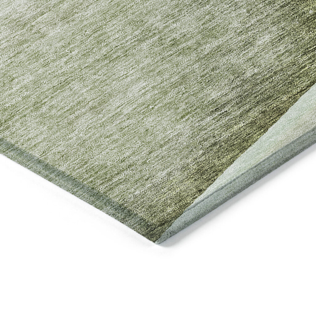 3' X 5' Artichoke Green And Gray Floral Washable Indoor Outdoor Area Rug