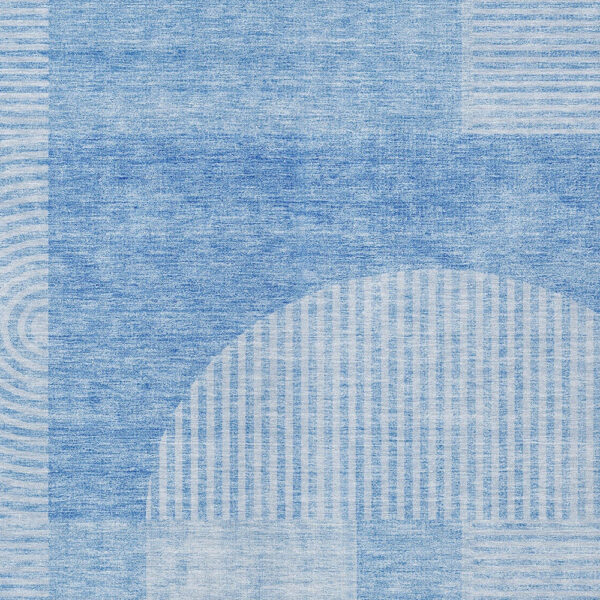 8' X 10' Sky Blue And Denim Blue Geometric Washable Indoor Outdoor Area Rug