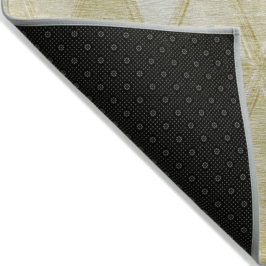 5' X 8' Gold Wheat And Ivory Geometric Washable Indoor Outdoor Area Rug