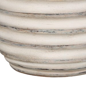 28" Cream Geometric Table Lamp With Cream Drum Shade