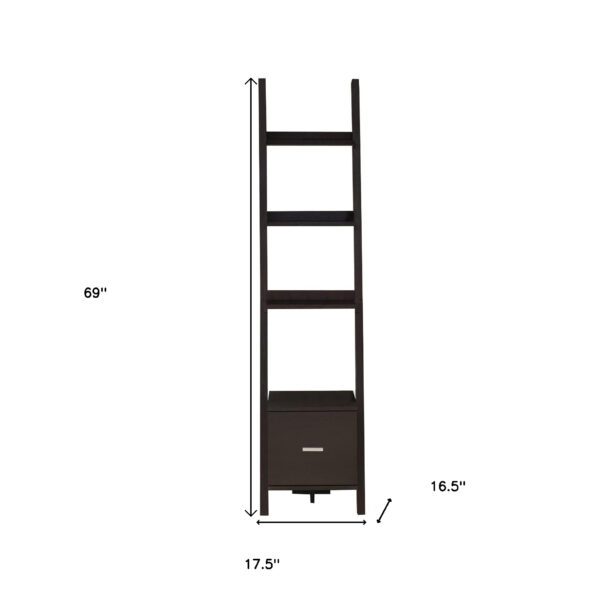 Brown Wood Four Tier Ladder Bookcase