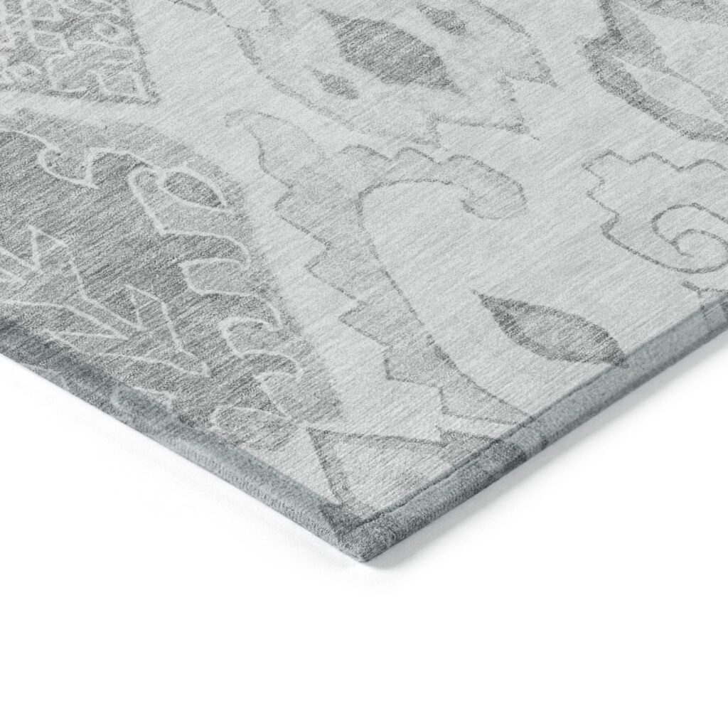 9' X 12' Silver Gray And Charcoal Moroccan Washable Indoor Outdoor Area Rug